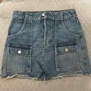 RE/DONE Blue Jean Denim Distressed Hem Mini Skirt | Size 26